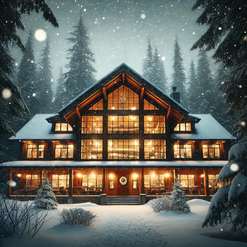 A lodge in the snow.